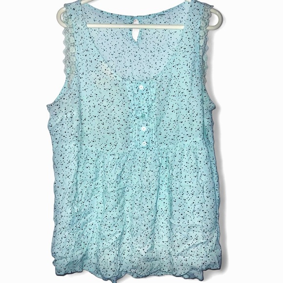 Lauren Conrad LC XL Women’s Light Blue Speckled Sleeveless Blouse - Picture 1 of 6
